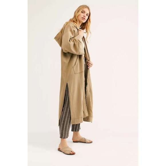 Free People Jackets & Blazers - Free People Long Hooded Duster Coat in Khaki